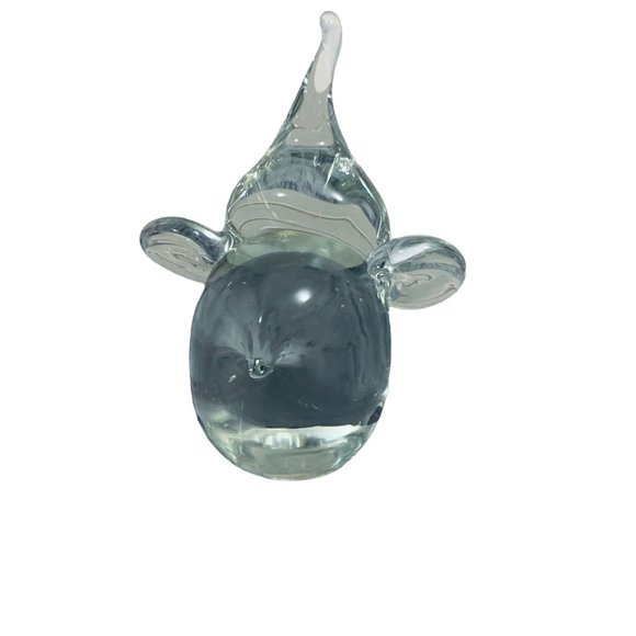 Glass Art Clear Glass Sitting Baby Elephant Trunk Up Figurine - Picture 4 of 8